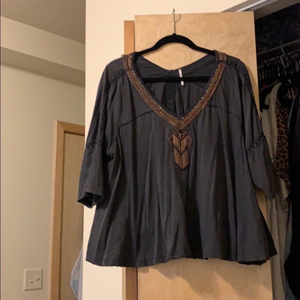Free People Beaded Detail Shirt